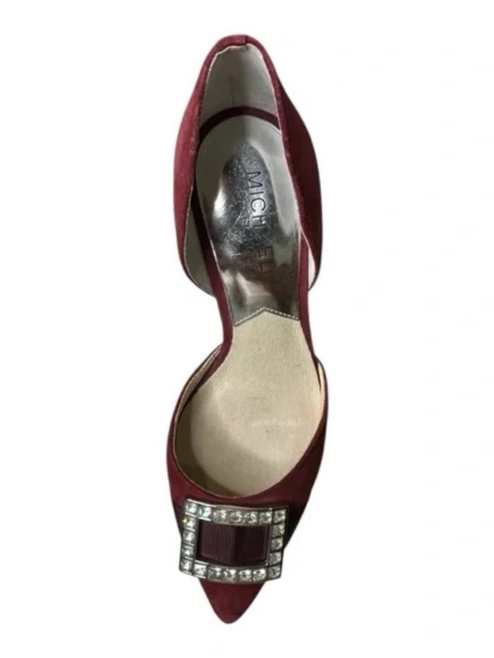 Michael Kors Burgundy Suede Kitten Heels with Rhinestone Buckle – Size 5M - Picture 5 of 8